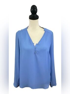 LC Lauren Conrad Periwinkle Henley Sleeve Blouse